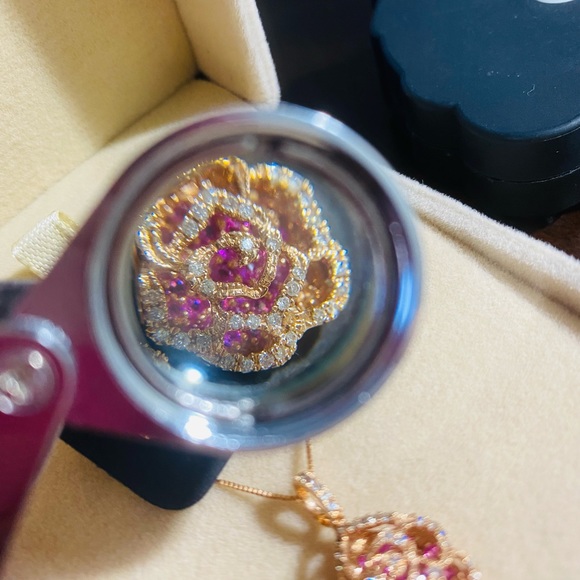 Carnelian Set (Brand New) - 18K Japan Gold with Diamond and Pink Sapphire - Picture 6 of 8